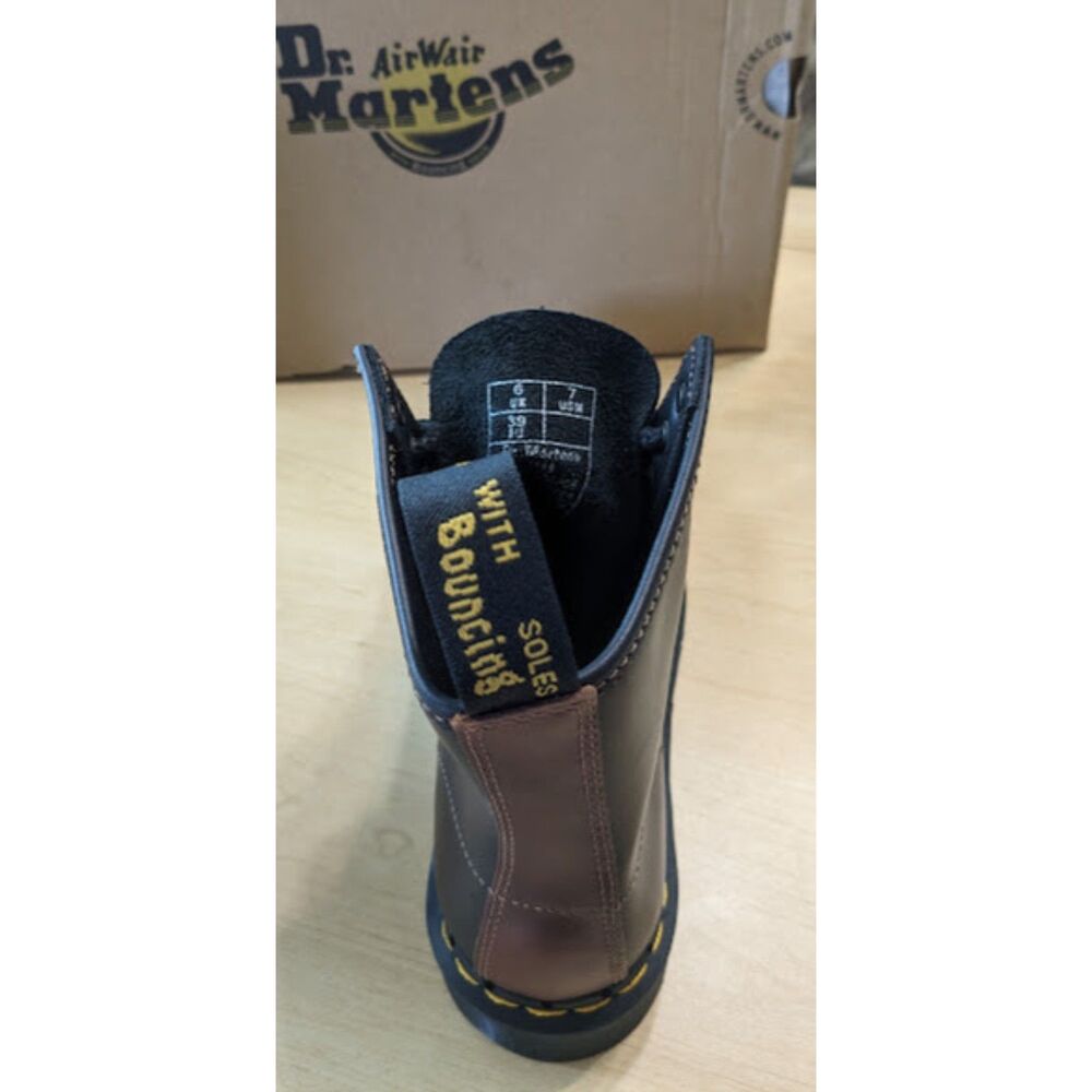 Dr. Martens 1460 Black + Brown Abruzzo WP Leather Lace Up Combat Boots UK 6 NIB - Picture 11 of 14
